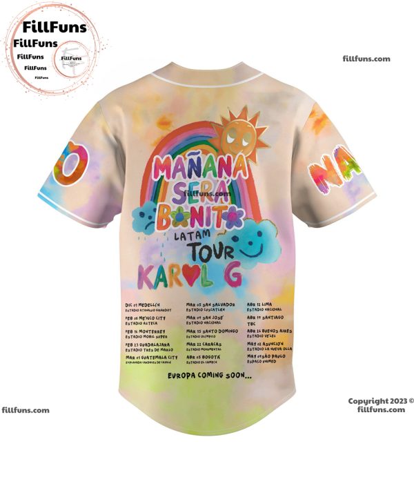 Karol G Manana Sera Bonito Tour Europe Coming Soon Custom Baseball Jersey