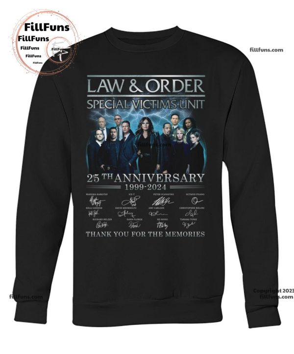 Law & Order Special Victims Unit 25th Anniversary 1999 – 2024 Signatures Thank You For The Memories Unisex T-Shirt