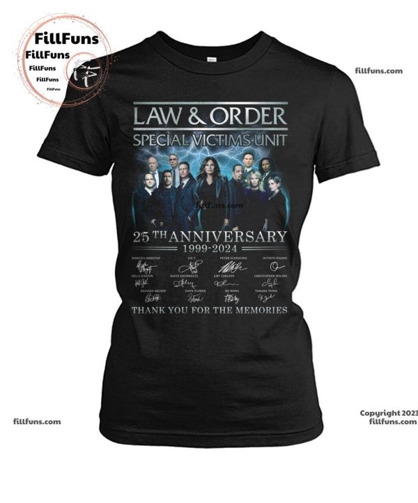 Law & Order Special Victims Unit 25th Anniversary 1999 – 2024 Signatures Thank You For The Memories Unisex T-Shirt