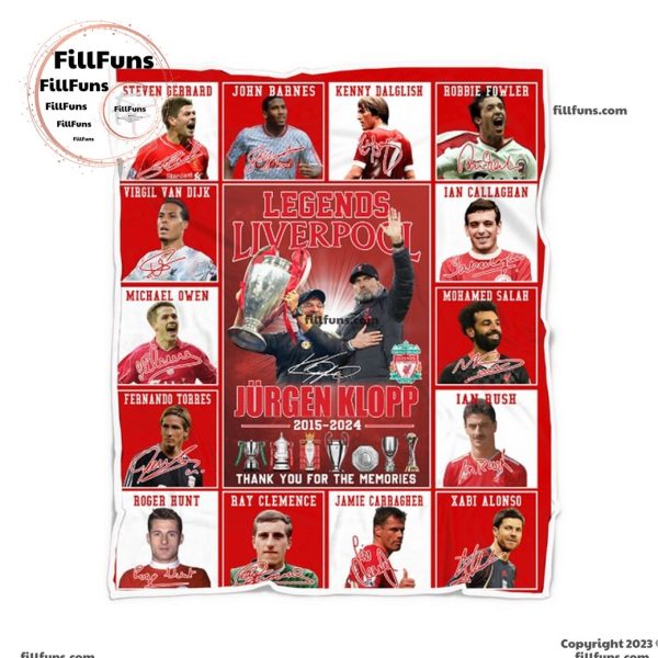 Legends Liverpool Jurgen Klopp 2015 – 2024 Thank You For The Memories Fleece Blanket