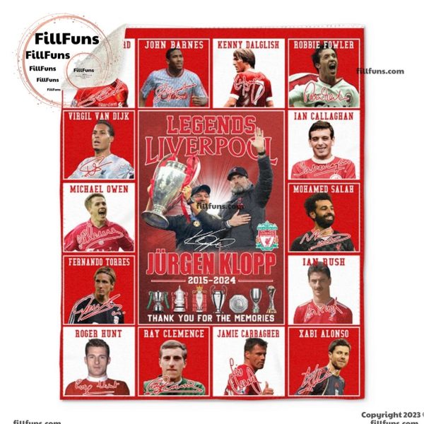 Legends Liverpool Jurgen Klopp 2015 – 2024 Thank You For The Memories Fleece Blanket