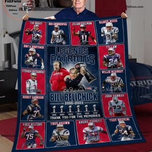 Legends Patriots Bill Belichick 2000 – 2023 Thank You For The Memories Fleece Blanket