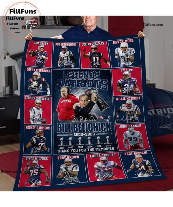 Legends Patriots Bill Belichick 2000 – 2023 Thank You For The Memories Fleece Blanket