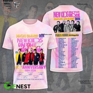 Magic Summer 2024 New Kids On The Block 40th Anniversary 1984 – 2024 Thank You For The Memories 3D T-Shirt