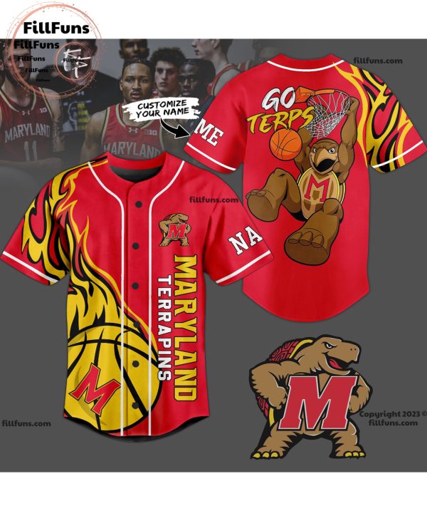 Maryland Terrapins Go Terps Custom Baseball Jersey