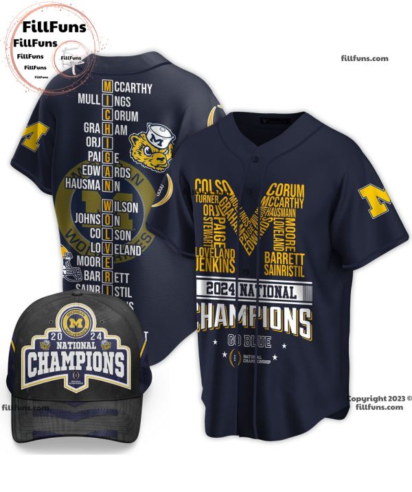 Michigan Wolverines 2024 National Champions Go Blue Baseball Jersey – Blue