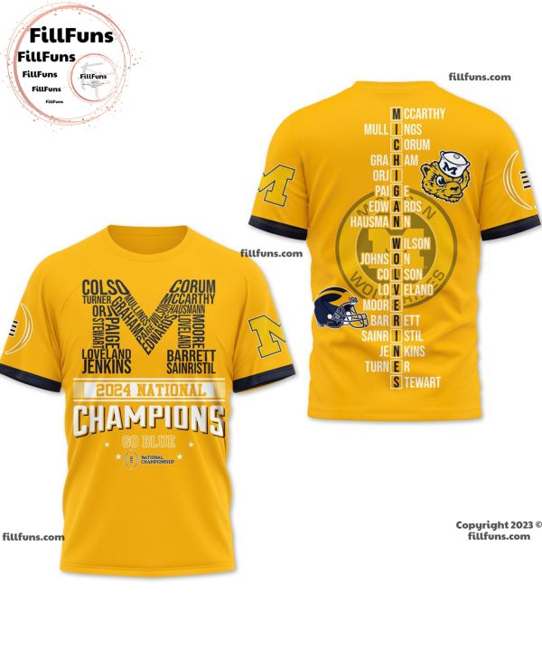 Michigan Wolverines 2024 National Champions Go Blue National Championship 3D Shirt – Yellow