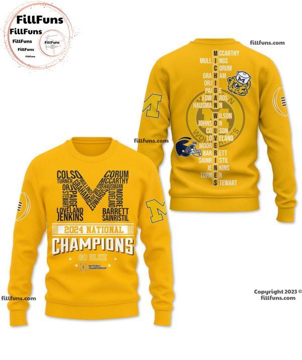 Michigan Wolverines 2024 National Champions Go Blue National Championship 3D Shirt – Yellow