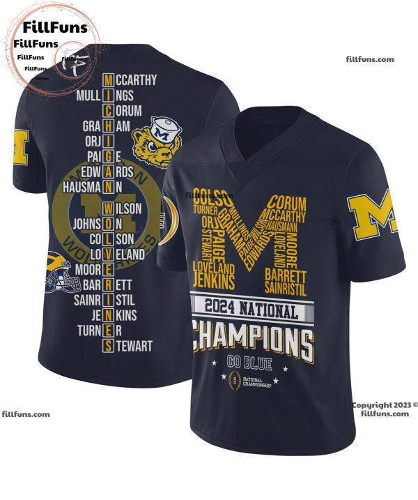 Michigan Wolverines 2024 National Champions Go Blue National Championship Football Jersey – Blue