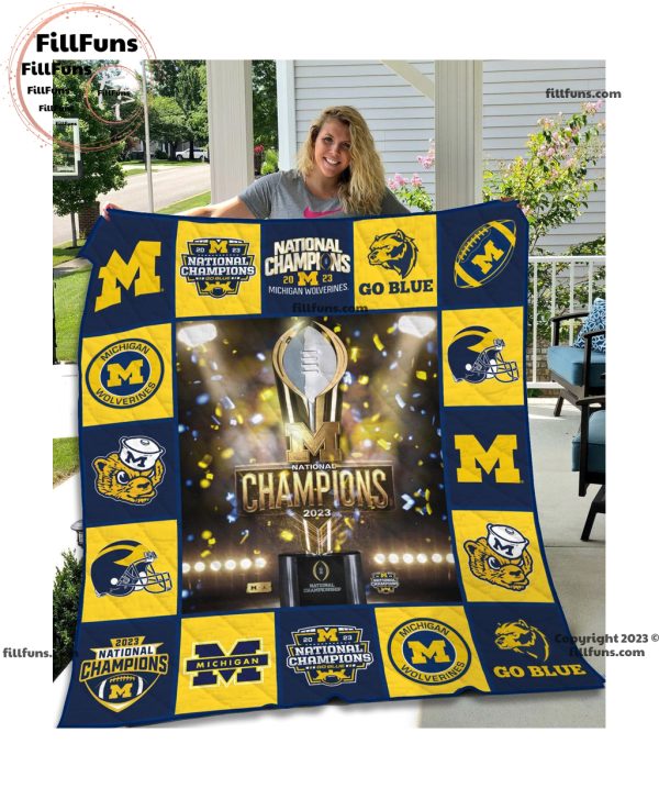 Michigan Wolverines College Football Playoff 2023 National Champions Fleece Blanket