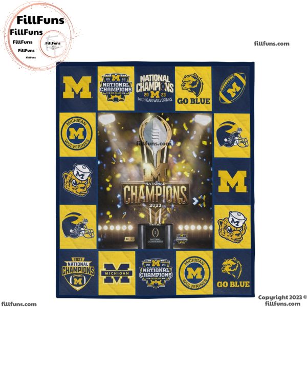 Michigan Wolverines College Football Playoff 2023 National Champions Fleece Blanket