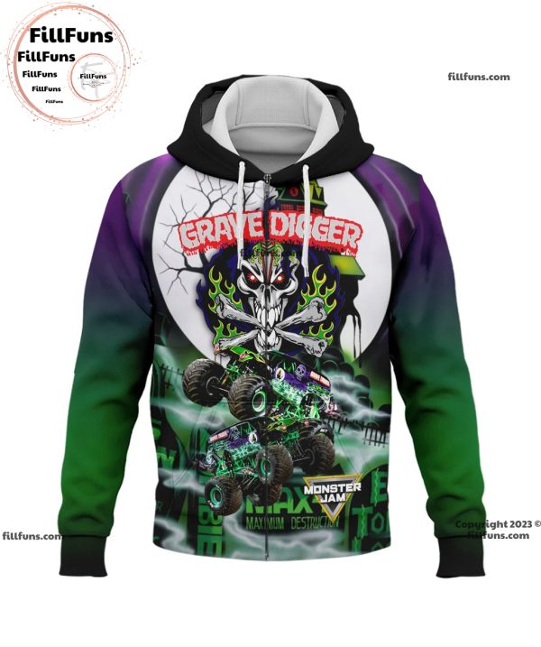 Monster Jam Truck Grave Digger Grim HeadIcon Horror House All Over Print T-Shirt