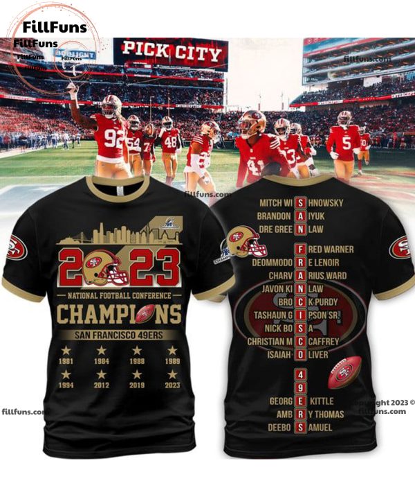 National Football Champions San Francisco 49ers 8 Times Black 3D T-Shirt