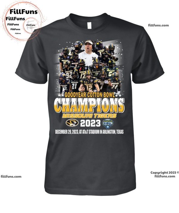 NCAA Missouri Tigers Goodyear Cotton Bowl Champions 2023 December 29, 2023 Unisex T-Shirt