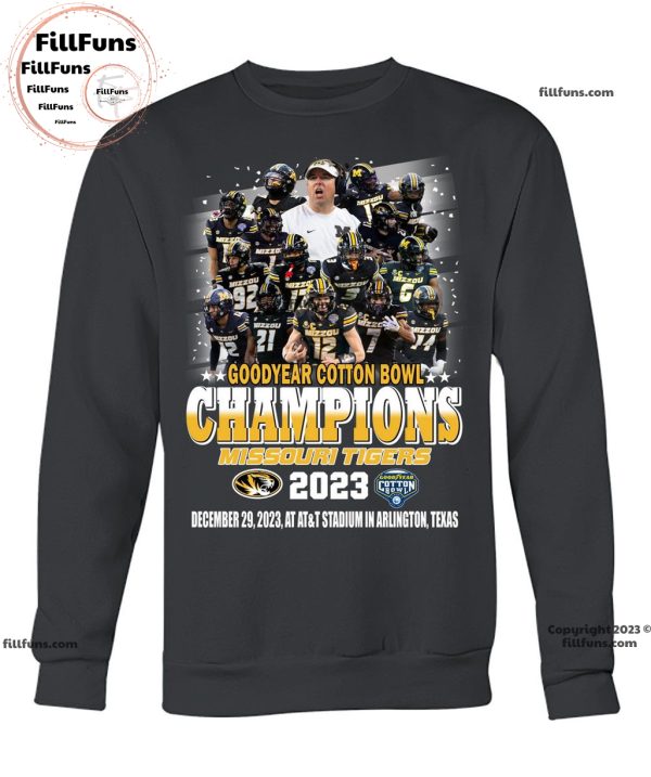 NCAA Missouri Tigers Goodyear Cotton Bowl Champions 2023 December 29, 2023 Unisex T-Shirt