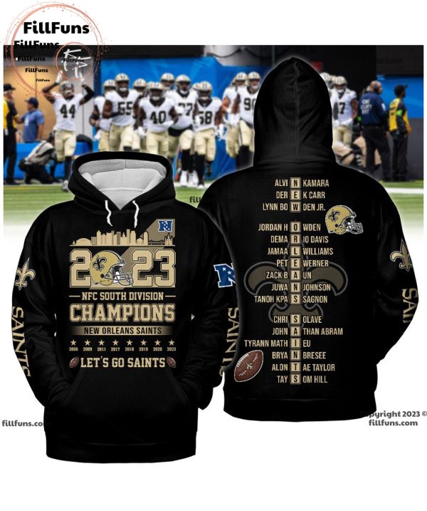 New Orleans Saints 2023 NFC South Division Champions Let’s Go Saints 3D Shirt