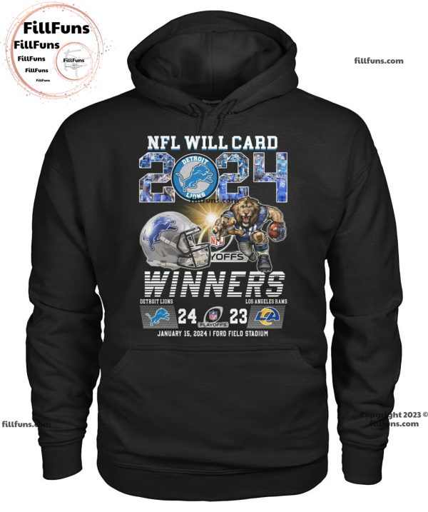 NFL Will Card 2024 Playoffs Winners Detroit Lions 24 – 23 Los Angeles Rams January 15, 2024 Ford Field Stadium Unisex T-Shirt