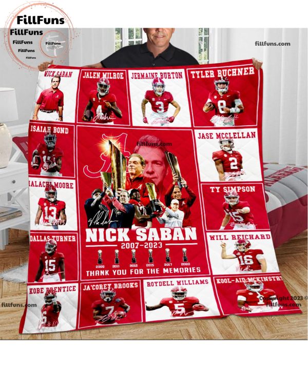 Nick Saban 2007 – 2023 Thank You For The Memories Fleece Blanket