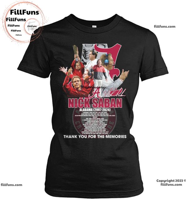 Nick Saban Alabama Crimson Tide 2007 – 2024 Thank You For The Memories Unisex T-Shirt