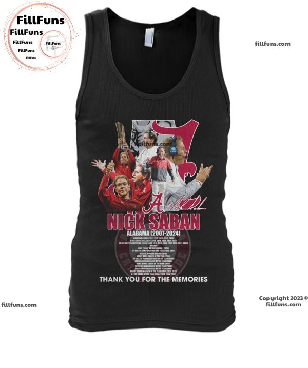 Nick Saban Alabama Crimson Tide 2007 – 2024 Thank You For The Memories Unisex T-Shirt
