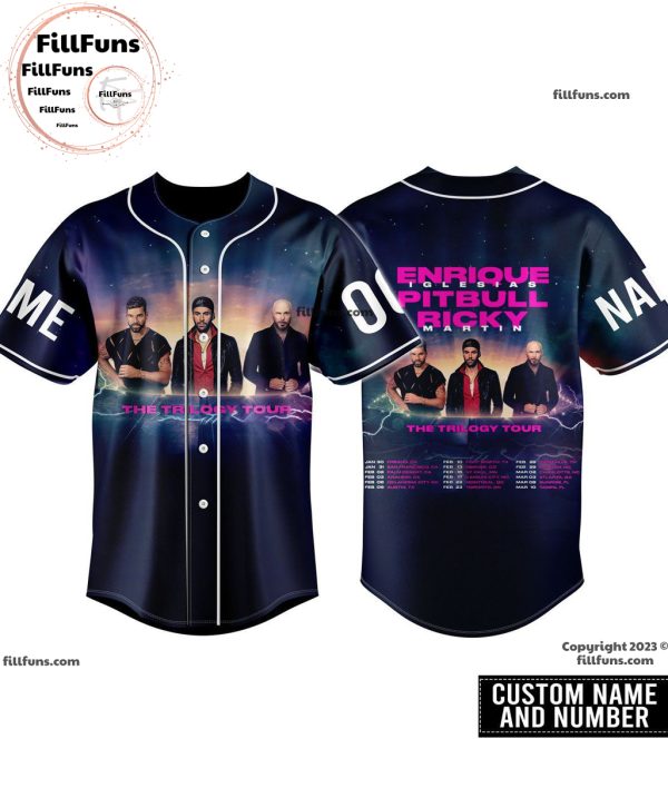 Personalized Enrique Iglesias, Pitbull, Ricky Martin The Trilogy Tour Baseball Jersey