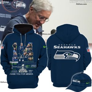 Pete Carroll 14 Seasons At Seattle Seahawks Thank You For The Memories Hoodie, Jogger, Cap