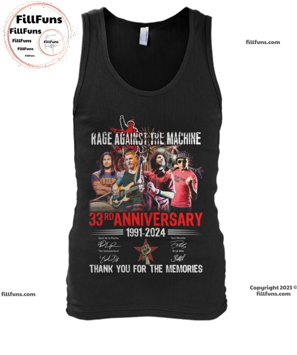 Rage Against The Machine 33rd Anniversary 1991 – 2024 Thank You For The Memories Unisex T-Shirt