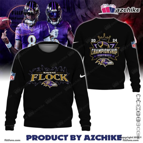 Ravens Flock Baltimore Ravens 2024 Championship Football 3D T-Shirt
