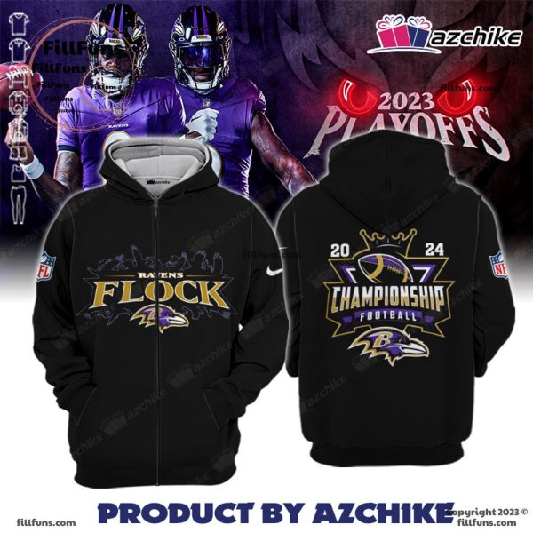 Ravens Flock Baltimore Ravens 2024 Championship Football 3D T-Shirt