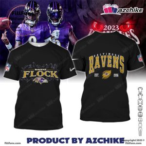 Ravens Flock Baltimore Ravens EST. 1996 3D T-Shirt