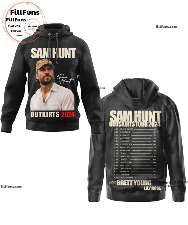 Sam Hunt Outskirts Tour 2024 With Brett Young & Lily Rose 3D T-Shirt