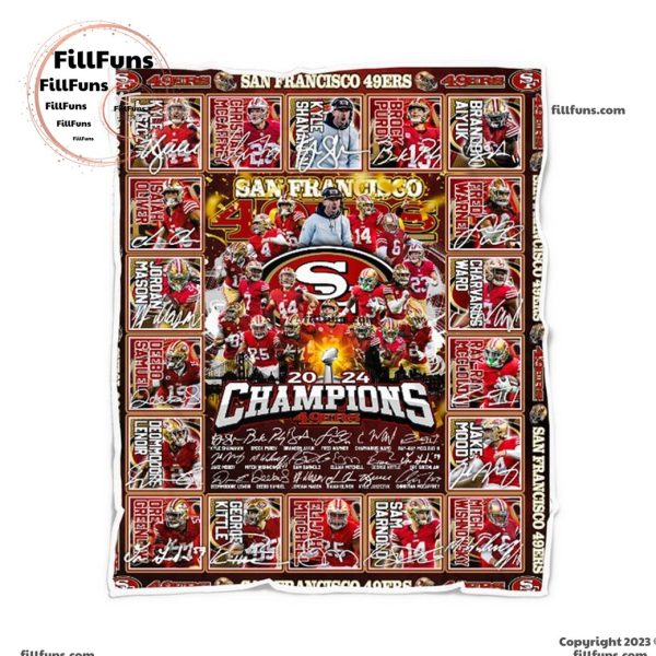 San Francisco 49ers 2024 Champions Signatures Fleece Blanket