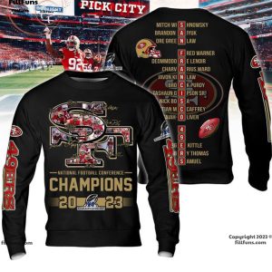 San Francisco 49ers National Football Conference Champions 2023 Black 3D T-Shirt