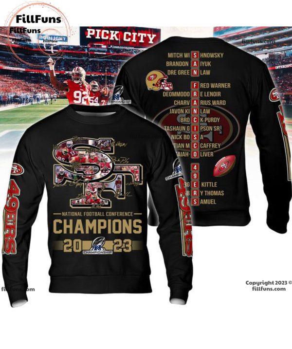 San Francisco 49ers National Football Conference Champions 2023 Black 3D T-Shirt