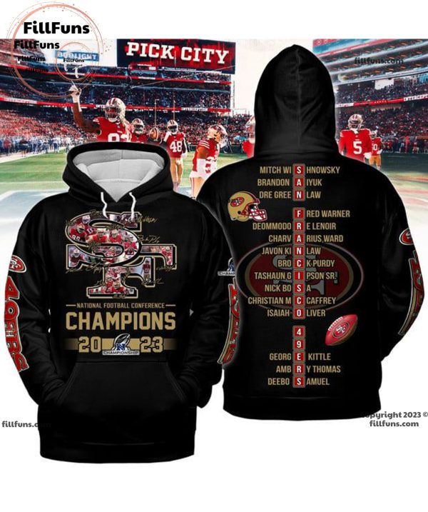 San Francisco 49ers National Football Conference Champions 2023 Black 3D T-Shirt