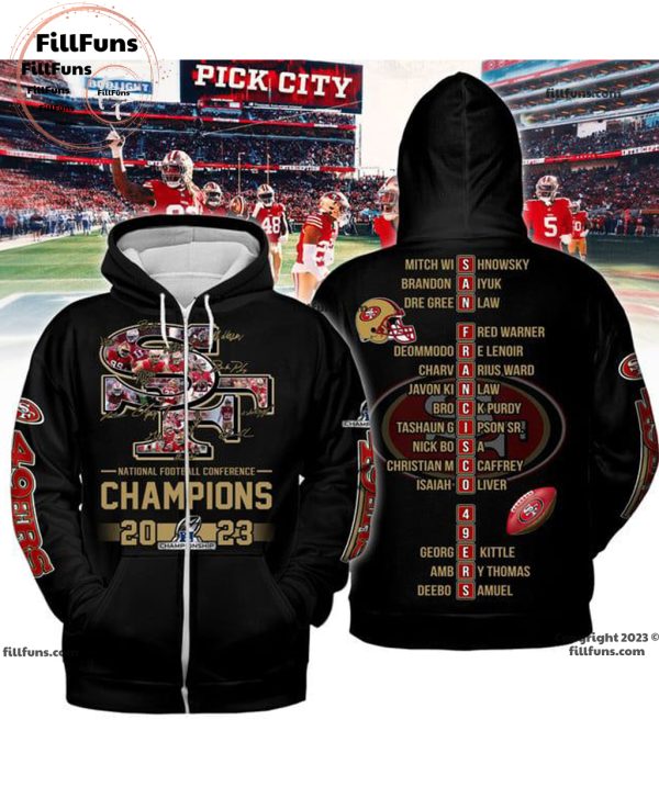 San Francisco 49ers National Football Conference Champions 2023 Black 3D T-Shirt