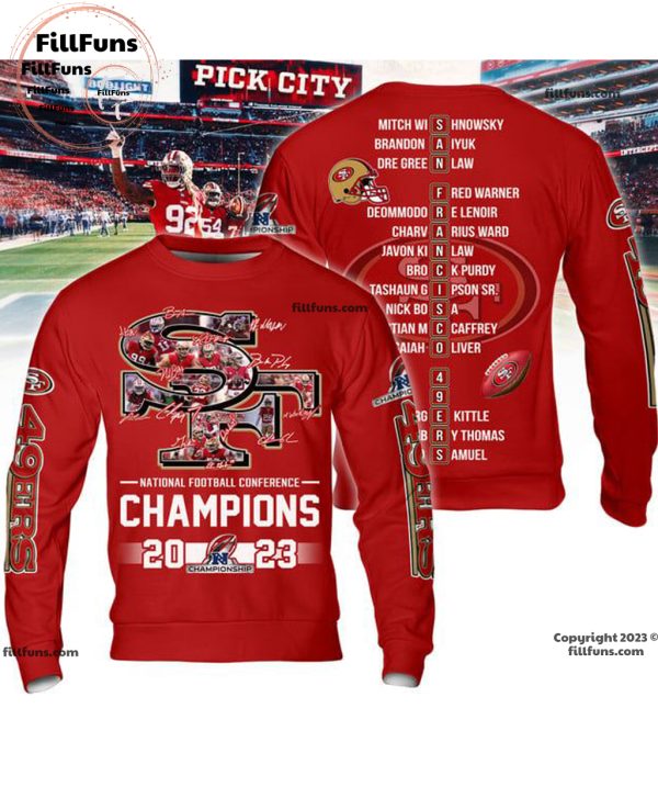 San Francisco 49ers National Football Conference Champions 2023 Red 3D T-Shirt