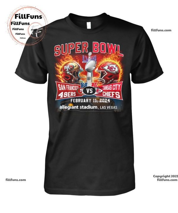 Super Bowl LVIII San Francisco 49ers Vs Kansas City Chiefs February 11, 2024 Allegiant Stadium Las Vegas Unisex T-Shirt