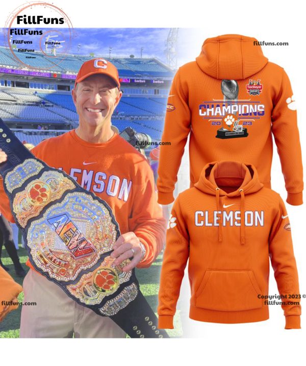 TaxSlayer Gator Bowl Champions 2023 Clemson Tigers Football Hoodie, Jogger, Cap