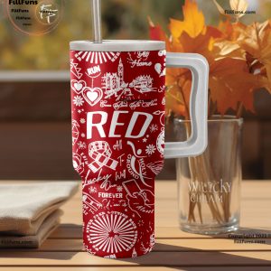 Taylor Swift – Red 40oz Tumbler with Handle and Straw