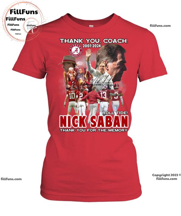 Thank You Coach Roll Tide Nick Saban Thank You For The Memory Unisex T-Shirt