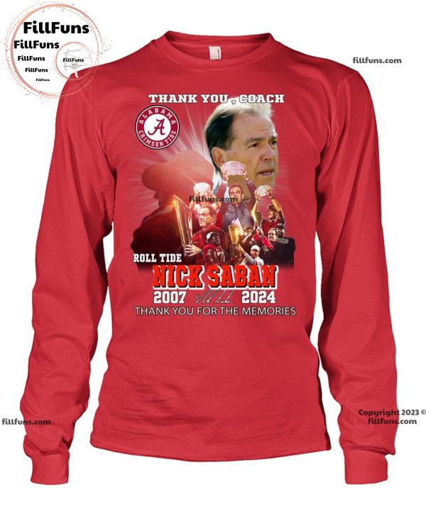 Thank You, Coach Roll Tide Nick Saban 2007 – 2024 Thank You For The Memories Unisex T-Shirt