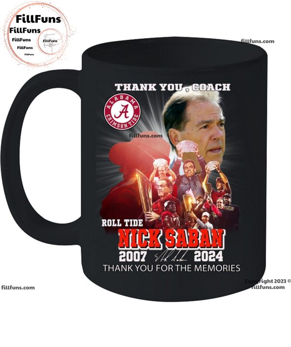 Thank You, Coach Roll Tide Nick Saban 2007 – 2024 Thank You For The Memories Unisex T-Shirt