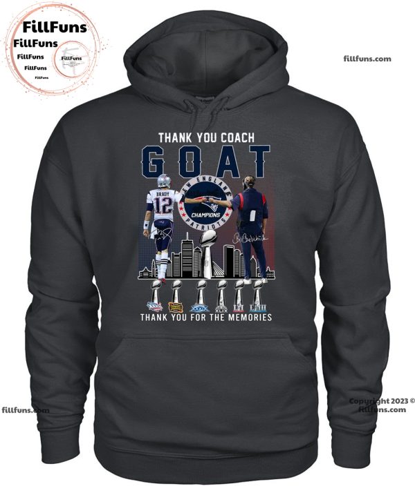 Thank You GOAT Brady And Bill Belichick New England Patriots Champions Thank You For The Memories Unisex T-Shirt
