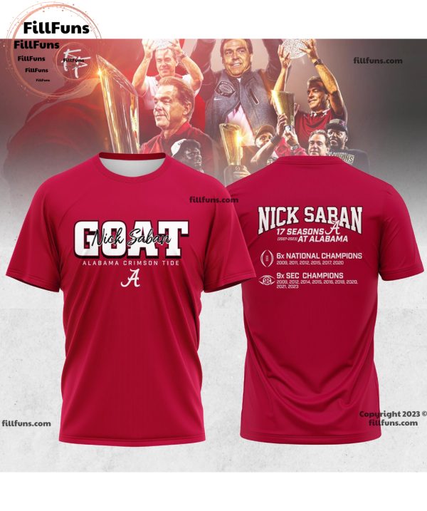 Thank You Nick Saban Coach 17 Seasons At Alabama 6x National Champions 9x SEC Champions Shirt