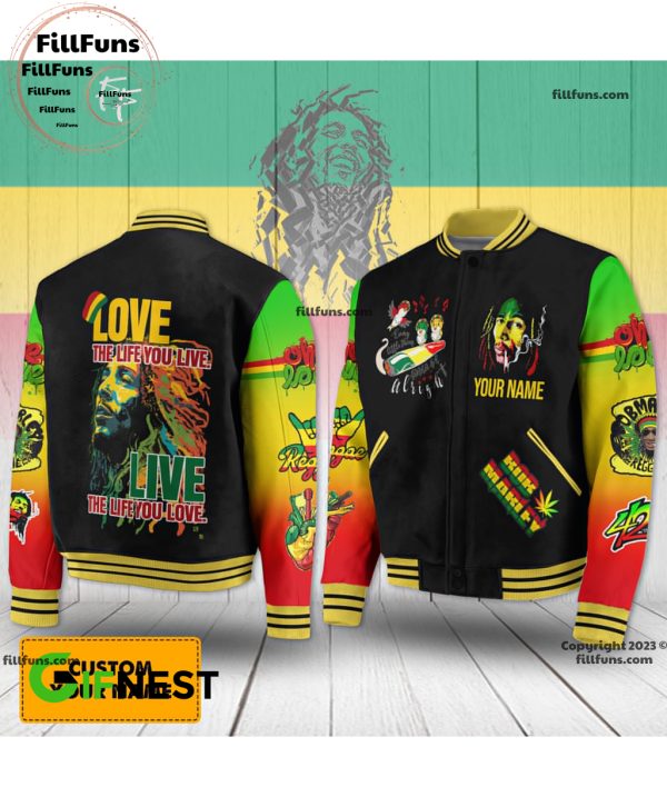 Custom Name Bob Marley Reggae Love The Life You Live – Live The Life You Love Varsity Baseball Jacket