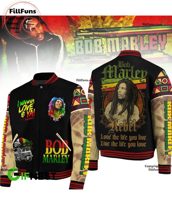 Bob Marley Rebel Love The Life You Live – Live The Life You Love Varsity Baseball Jacket