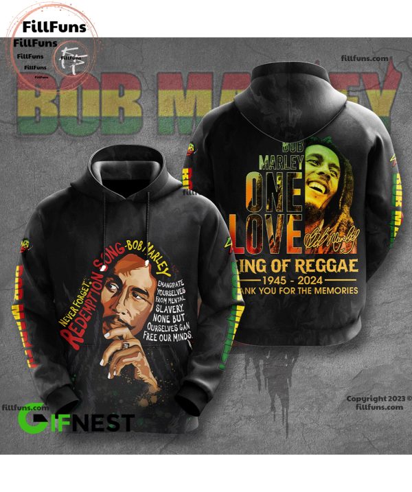 Never Forget Redemption Song Bob Marley King Of Reggae 1945-2024 Thank You For The Memories 3D Apparels