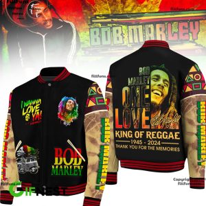 Bob Marley King Of Reggae 1945-2024 Thank You For The Memories Varsity Baseball Jacket