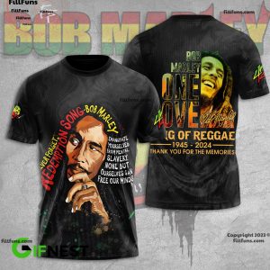 Never Forget Redemption Song Bob Marley King Of Reggae 1945-2024 Thank You For The Memories 3D Apparels